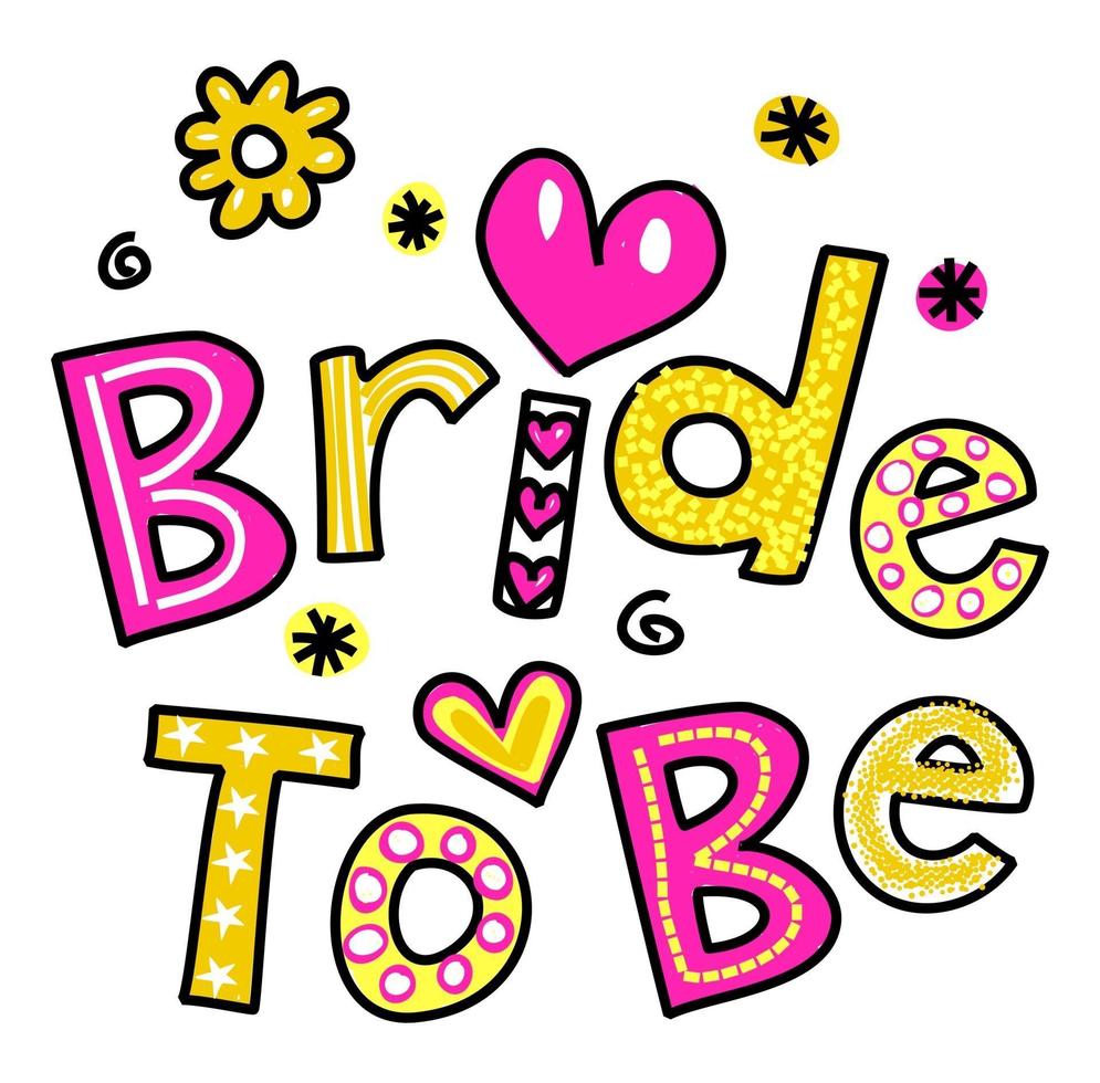 Bride To Be Wedding Text Title Lettering vector