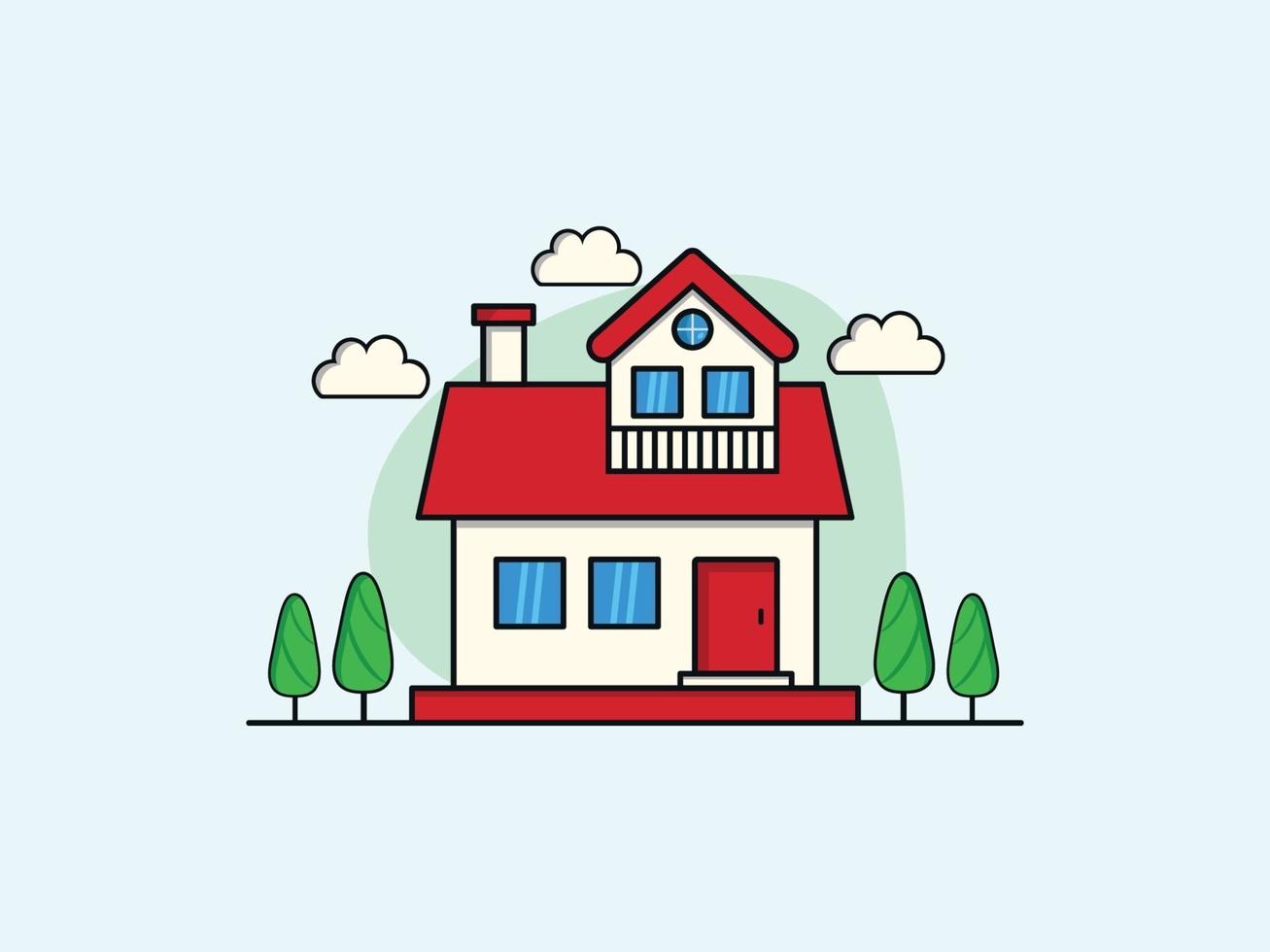 Red House Illustrated vector