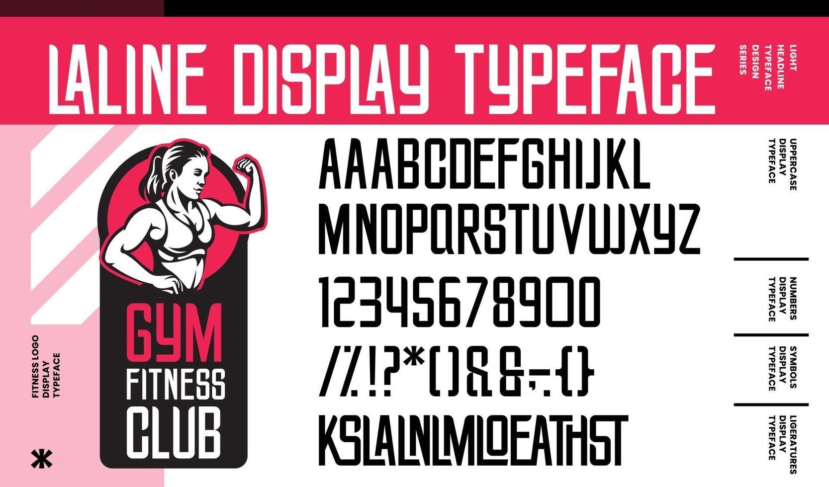 Logotipo de gimnasio con letras y números de tipografía de título ligero moderno vector