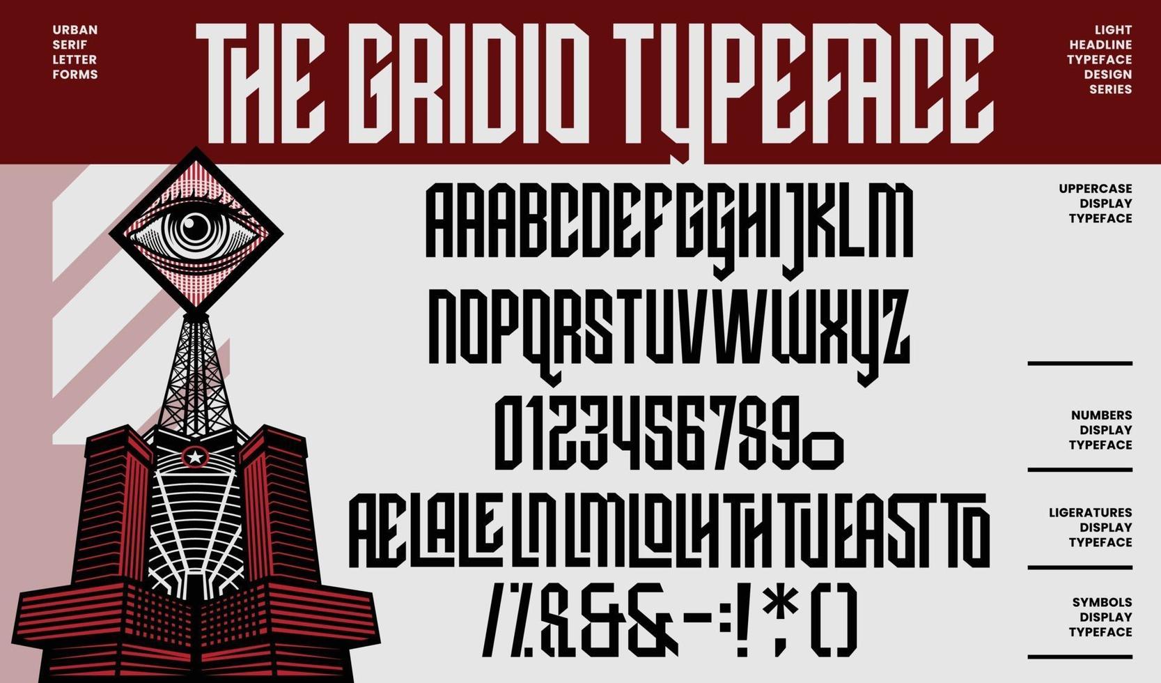 Modern light headline typeface alphabet letters font and number vector