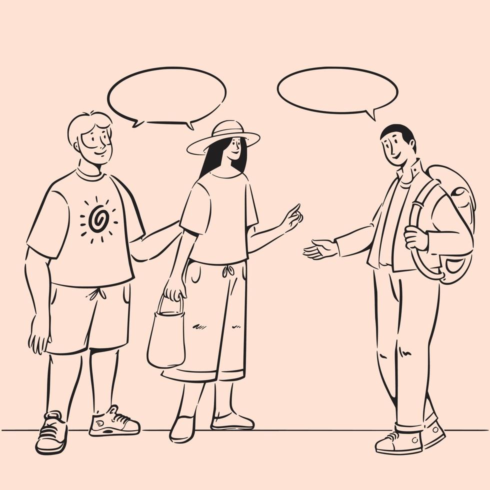 People talking doodles illustration vector