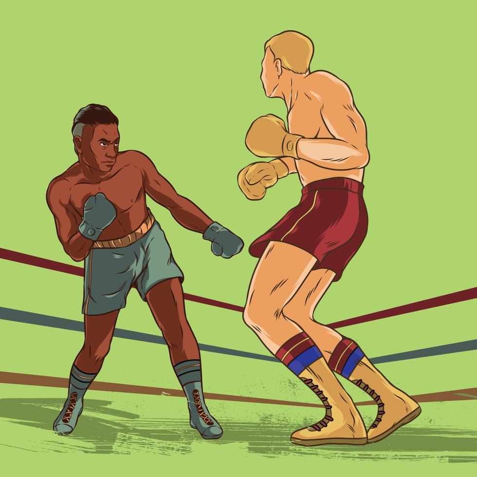 luchadores de boxeo coinciden con ilustración de campeonato vector