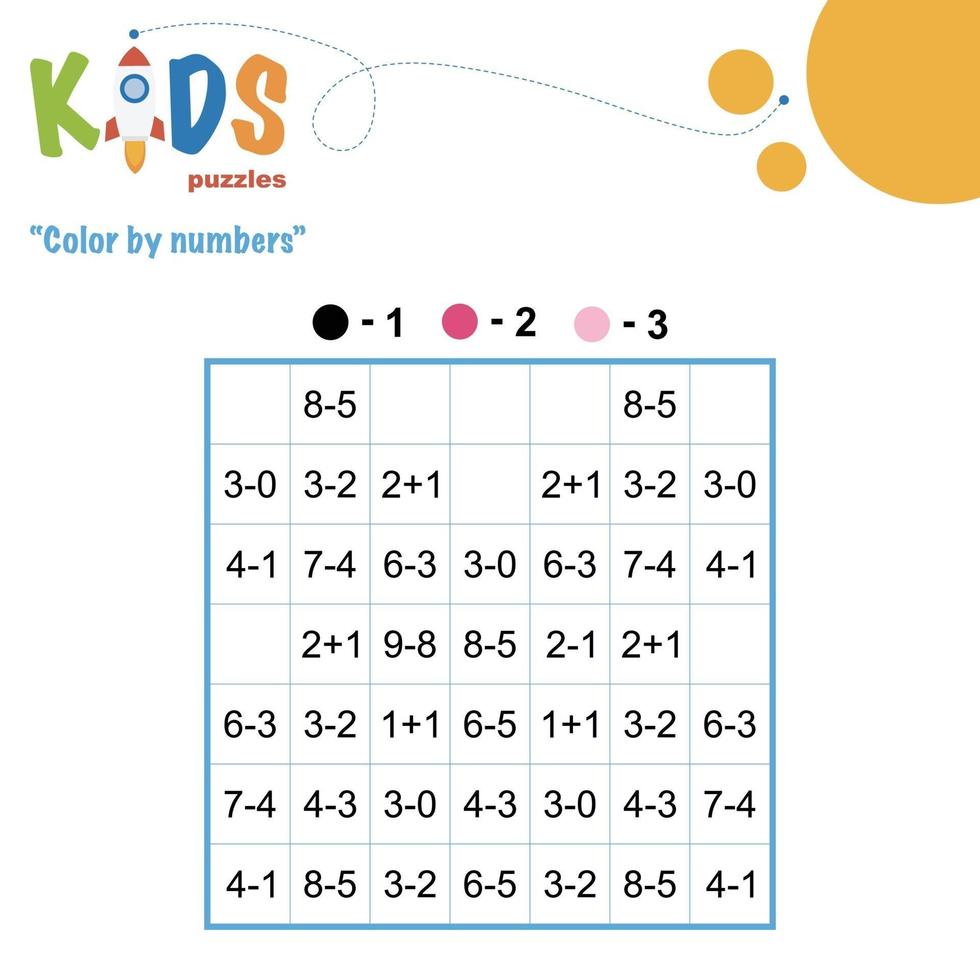 colorear por números hoja de cálculo de matemáticas imprimible vector