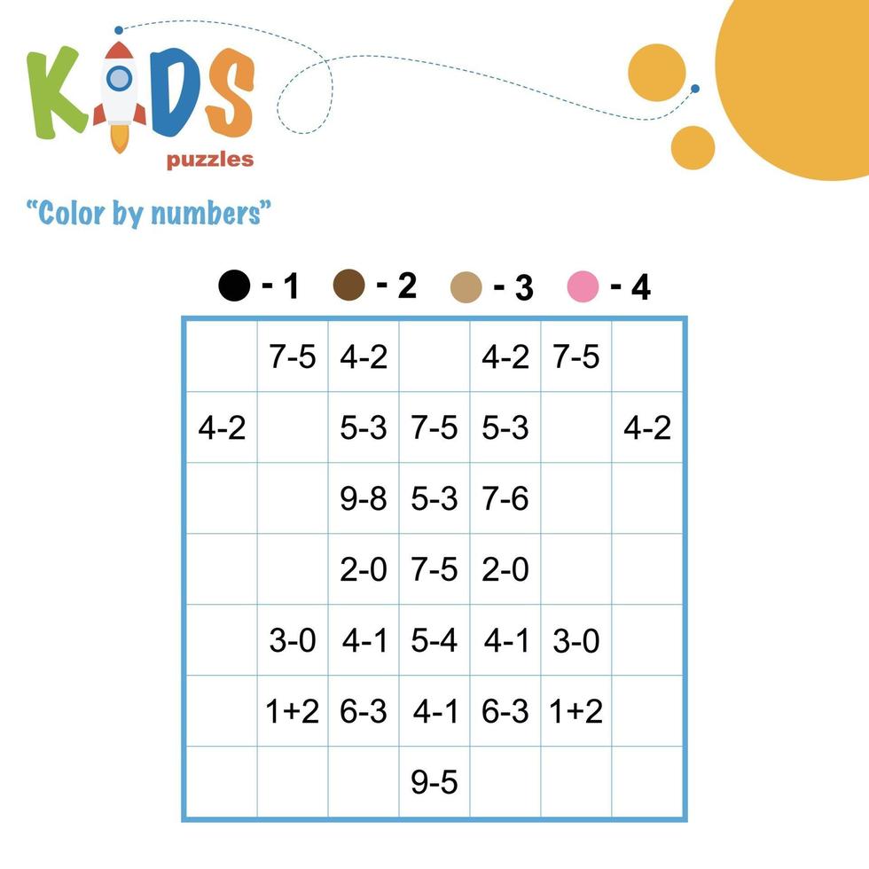 colorear por números hoja de cálculo de matemáticas imprimible vector