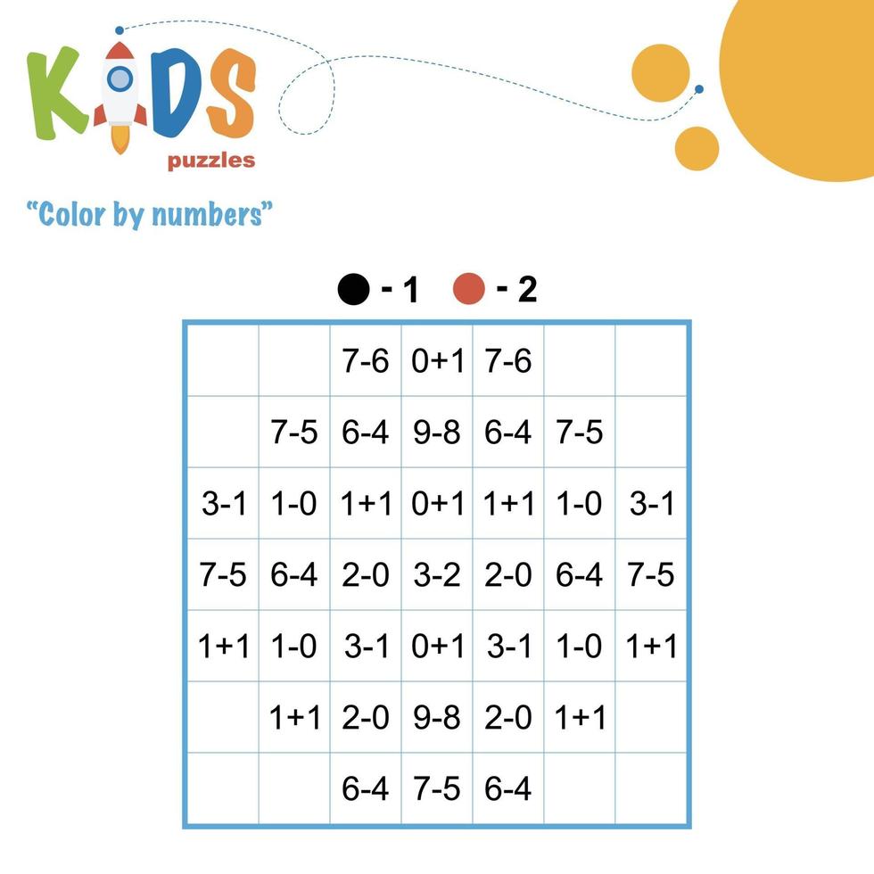 colorear por números hoja de cálculo de matemáticas imprimible vector