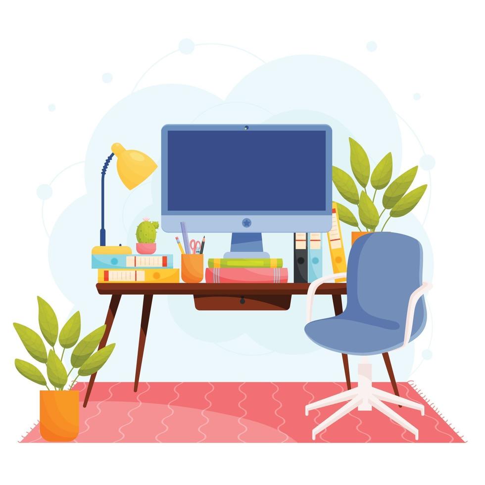 Home office workplace vector