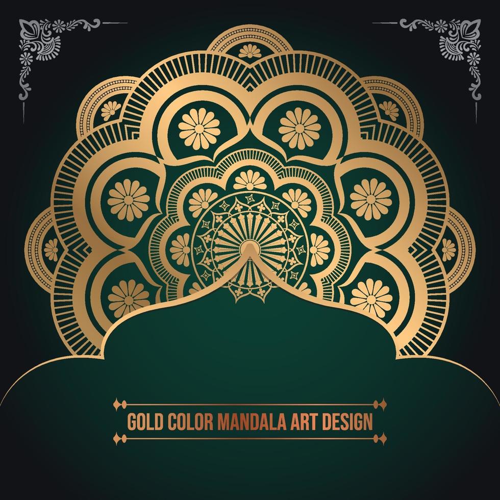 diseño de arte de mandala de patrón islámico de color dorado de lujo vector