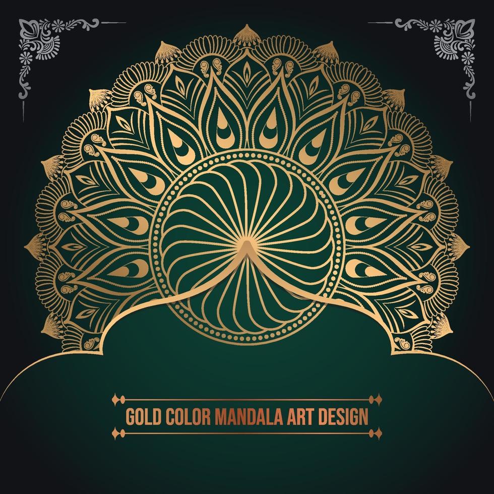 Luxury Golden Color Islamic Pattern Mandala Art Design vector