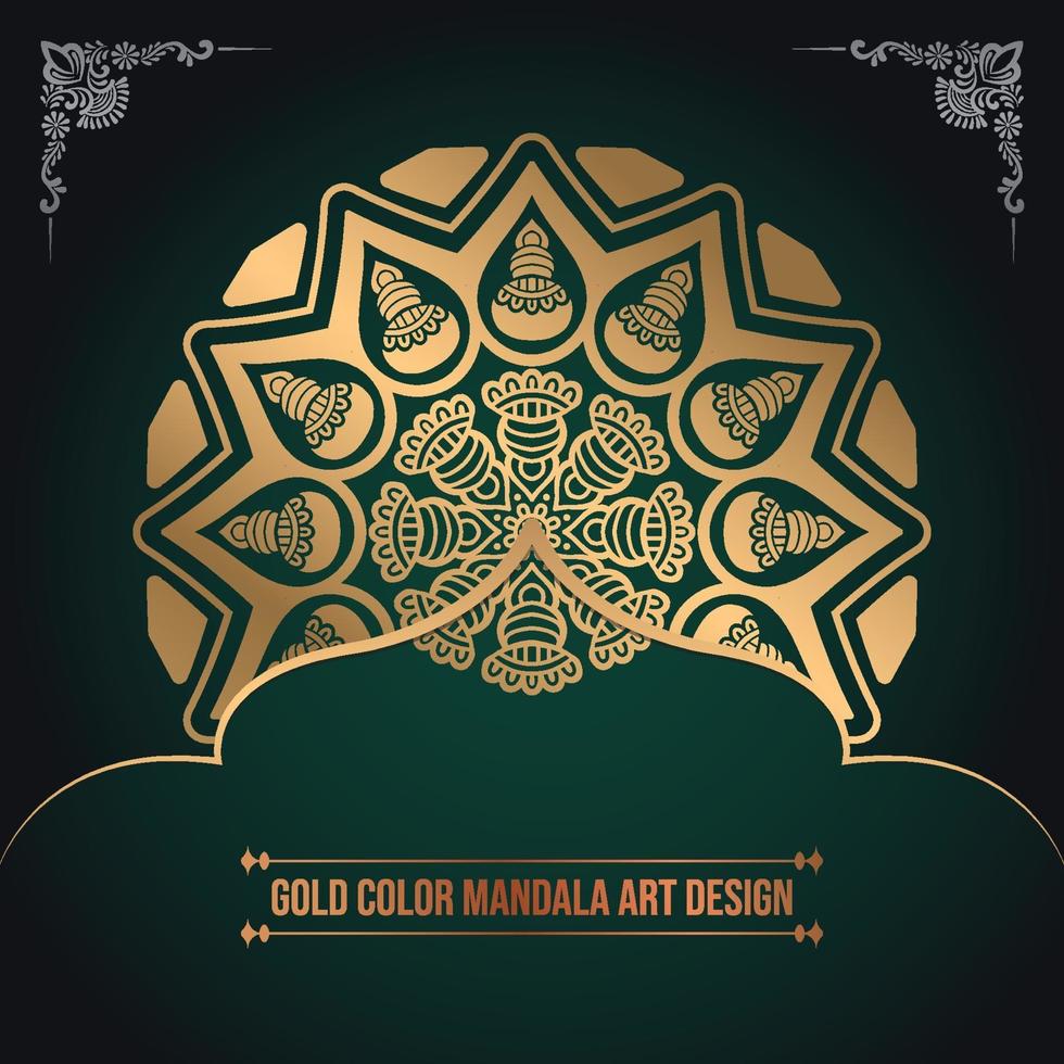 Luxury Golden Color Islamic Pattern Mandala Art Design vector