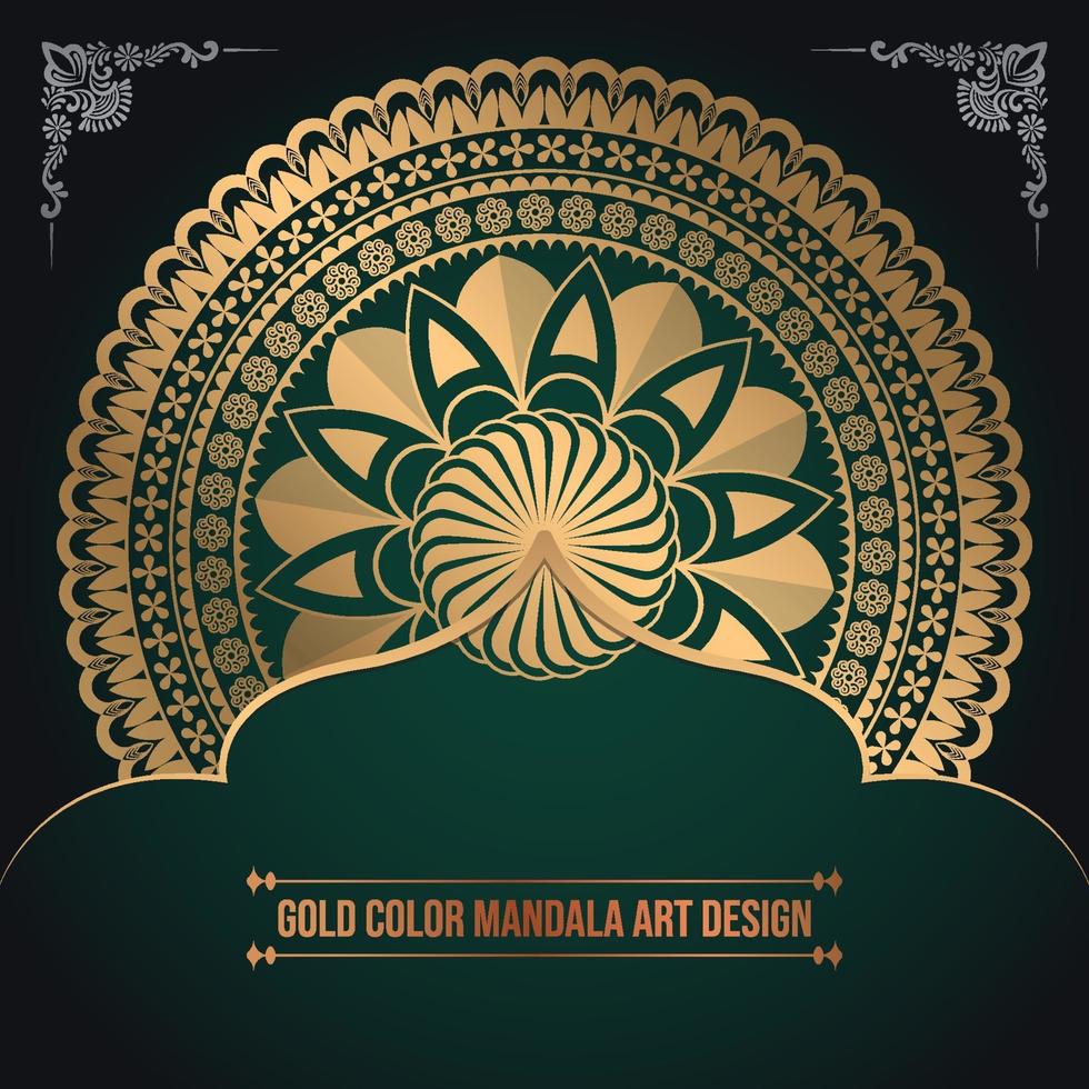 Luxury Golden Color Islamic Pattern Mandala Art Design vector