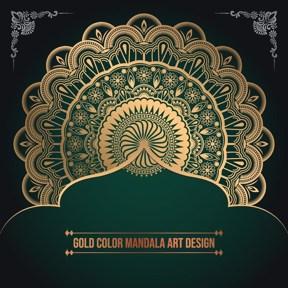 Luxury Golden Color Islamic Pattern Mandala Art Design vector