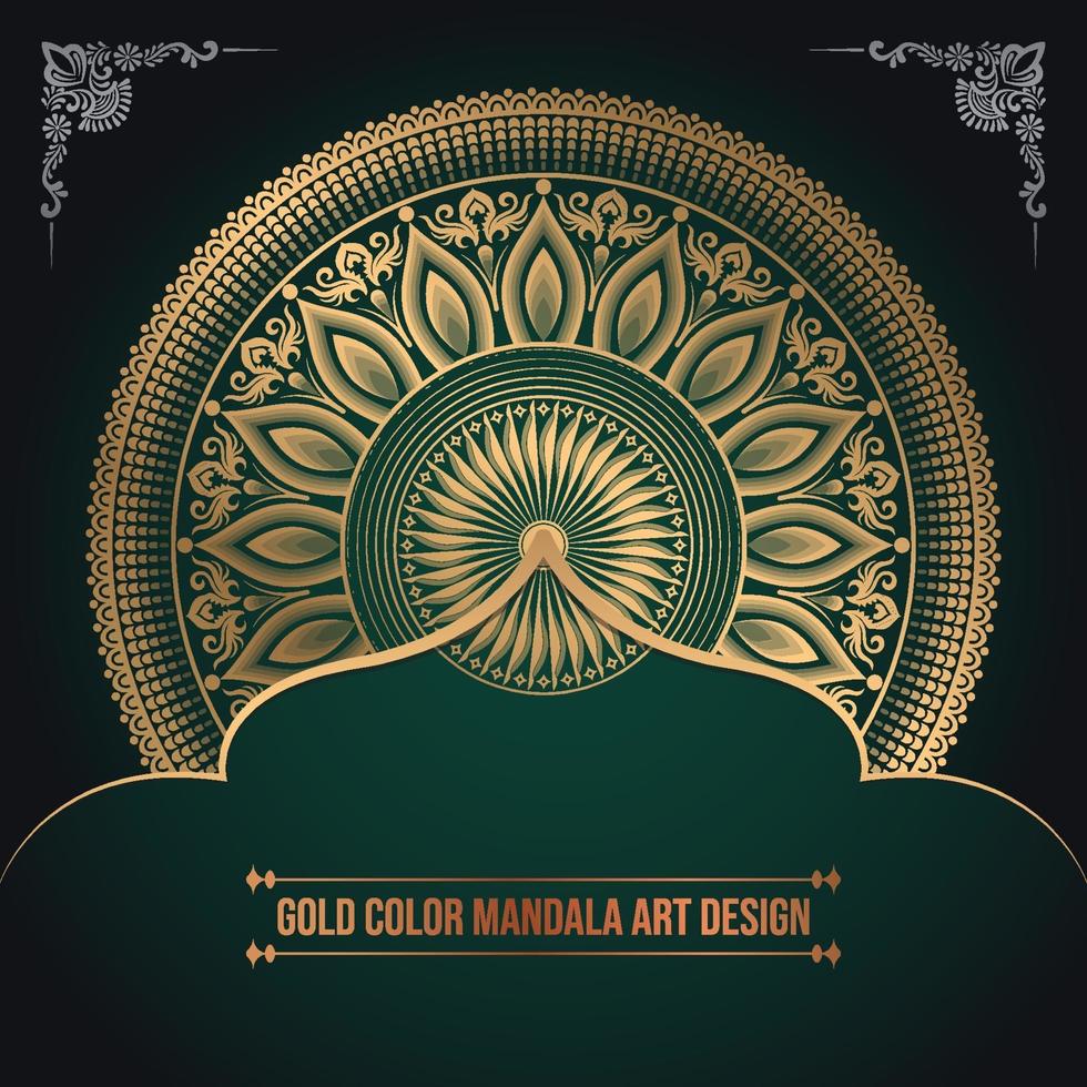 Luxury Golden Color Islamic Pattern Mandala Art Design vector