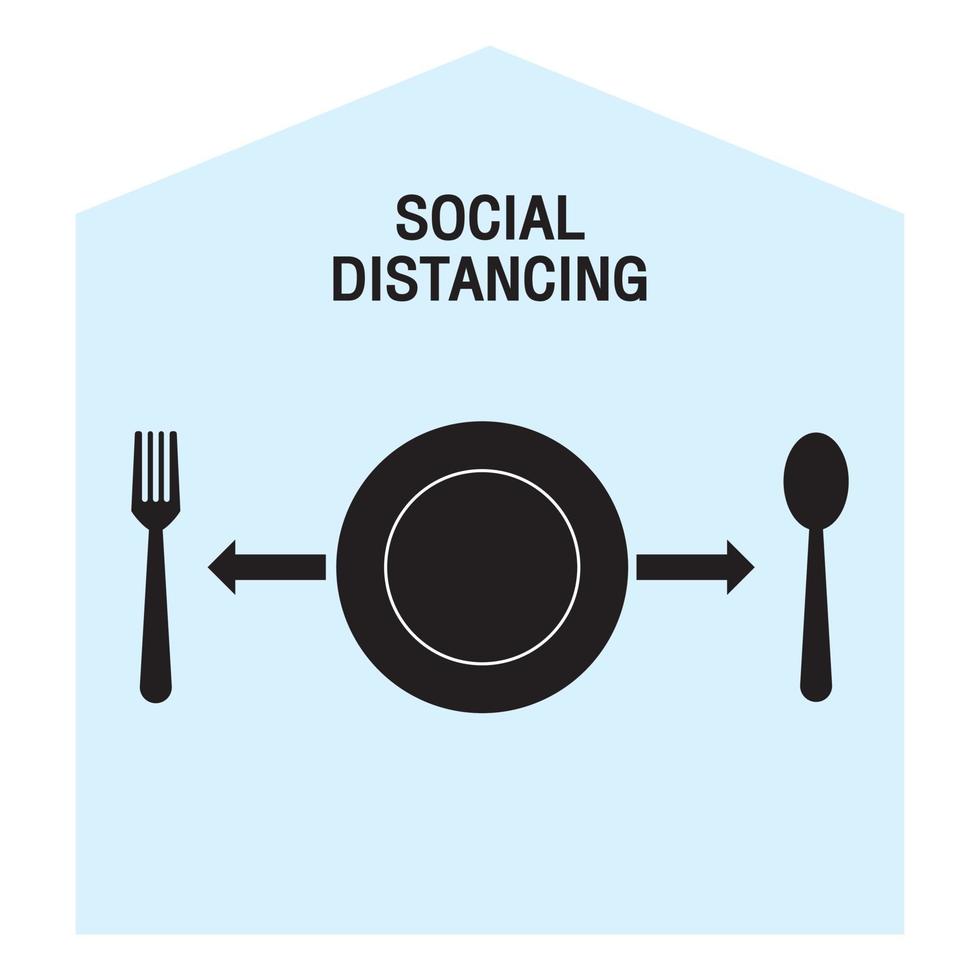 Keep a safe distance when eating. vector