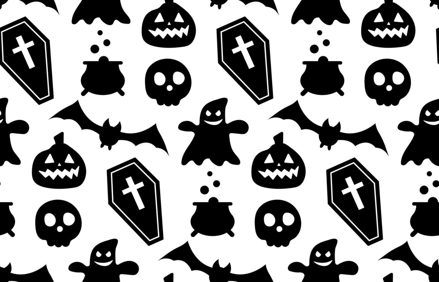 Seamless repeating pattern with Halloween symbols. silhouettes vector