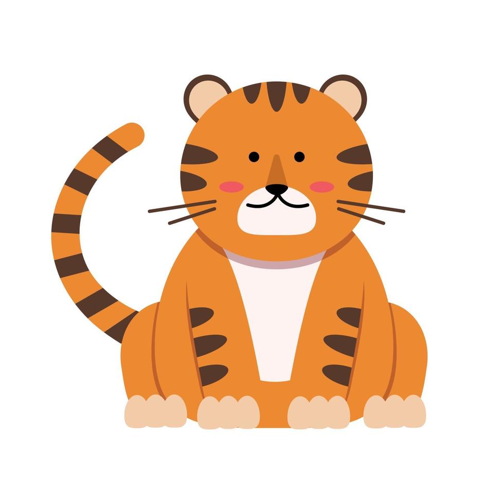 Cute little tiger character in flat style. symbol Chinese New Year vector