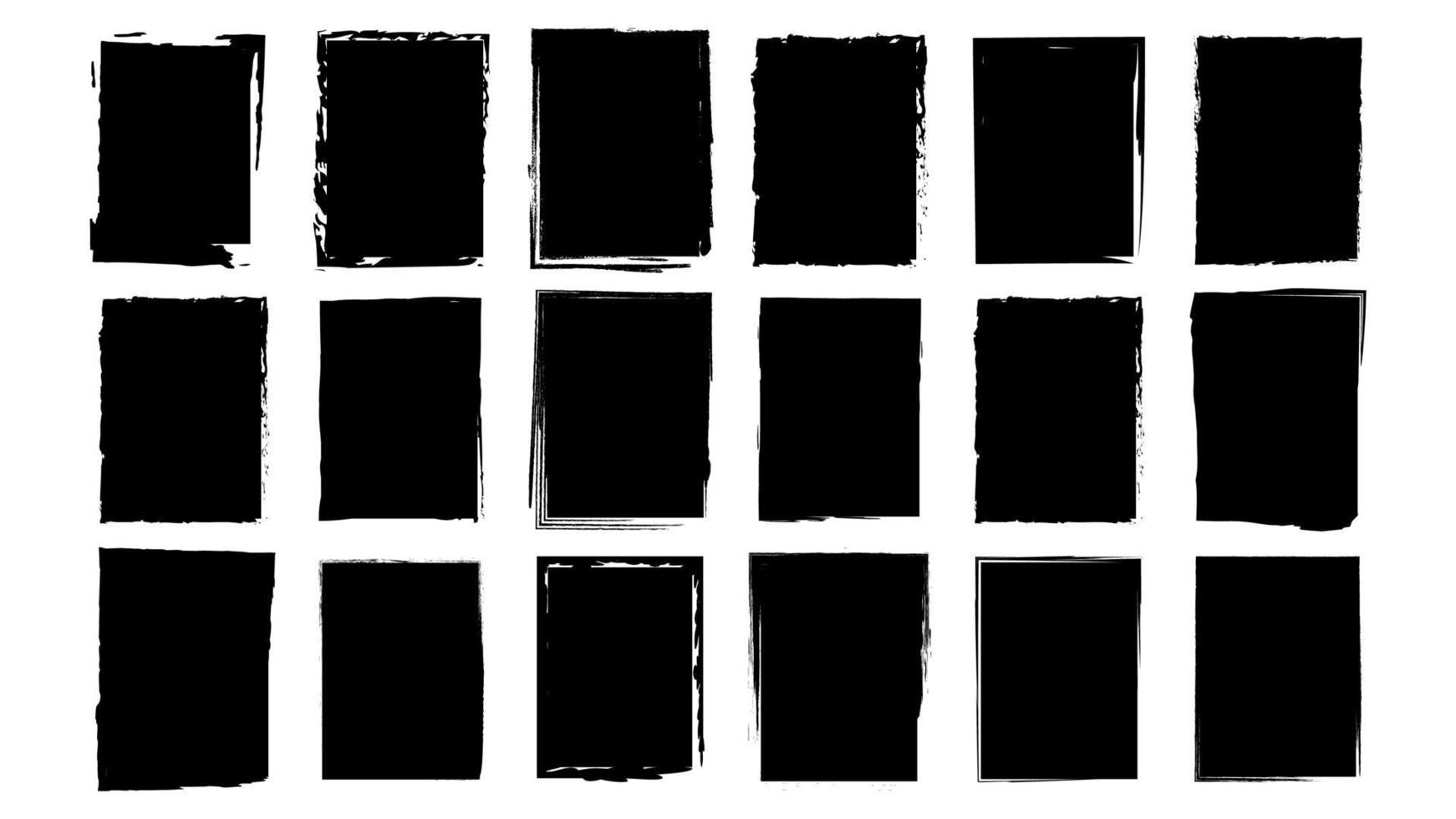 Dirty frames grunge. Ink brush strokes. distress textures of a square vector