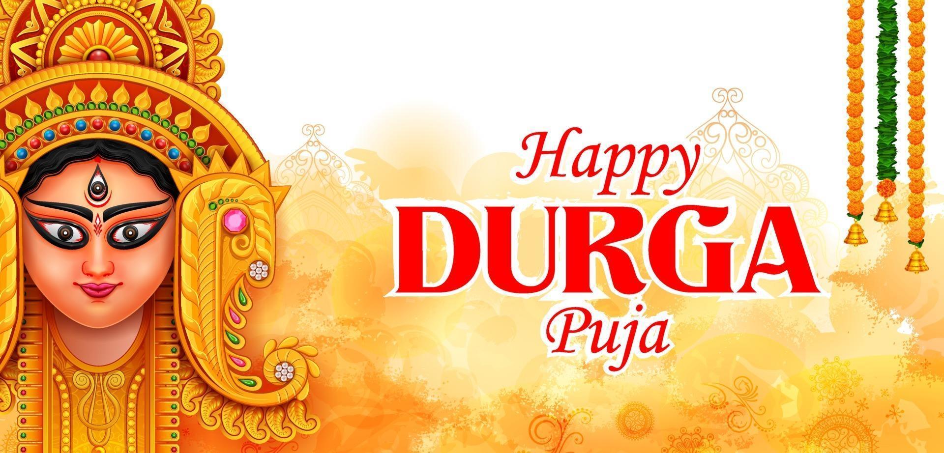 diosa durga cara feliz durga puja subh navratri indio religioso vector