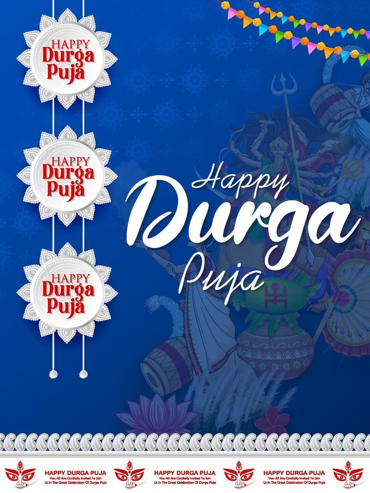 diosa durga cara feliz durga puja subh navratri indio religioso vector