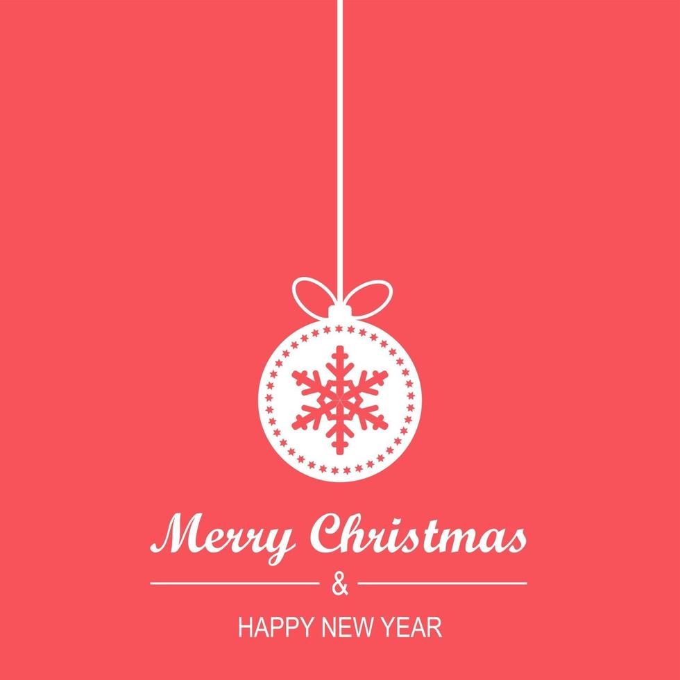 Christmas and New Year Greeting Card with Hanging Baubles, Lettering vector