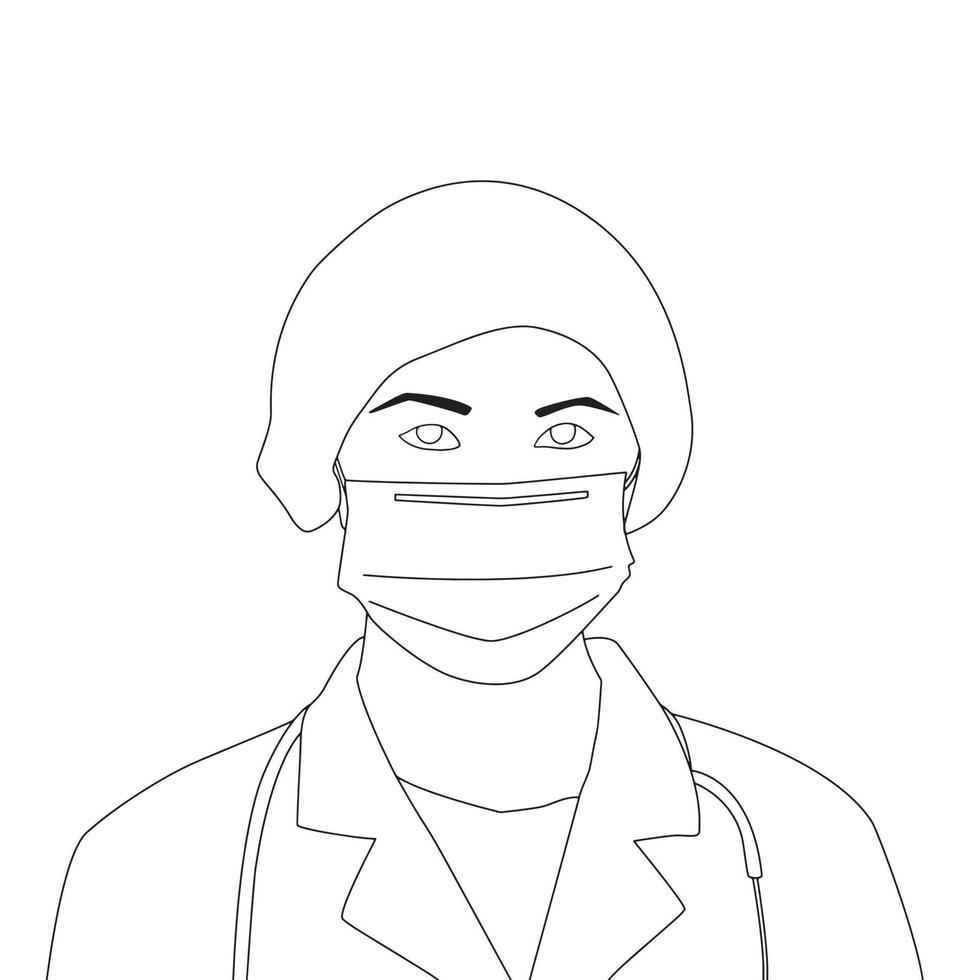 coloring pages - Illustrations Of Heroes of this corona pandemic vector