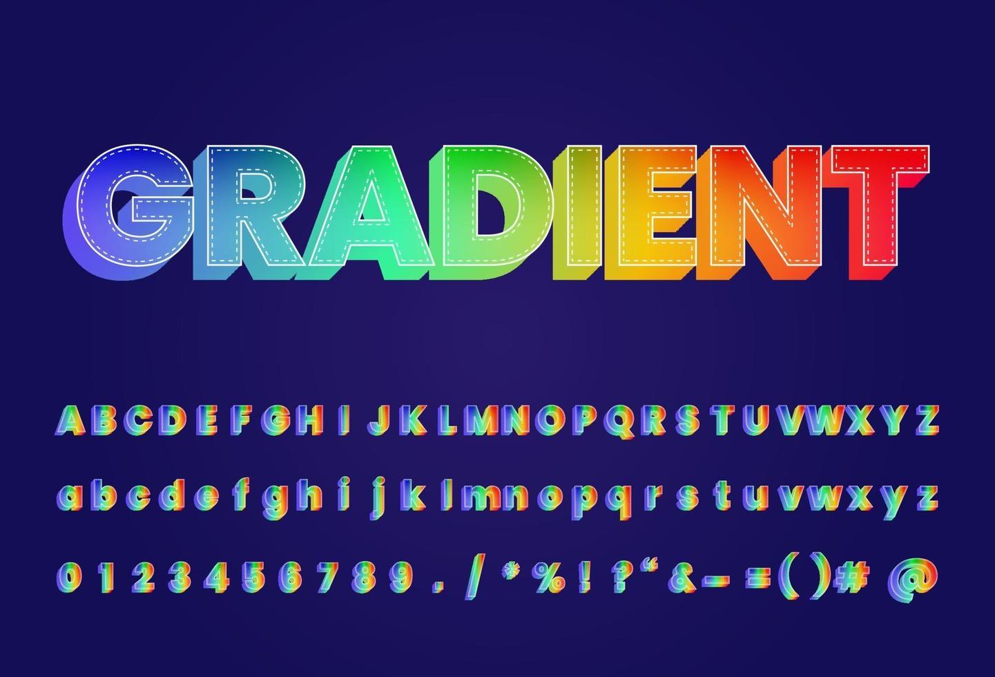 3D Gradient Style Letters Alphabet Text Effect vector