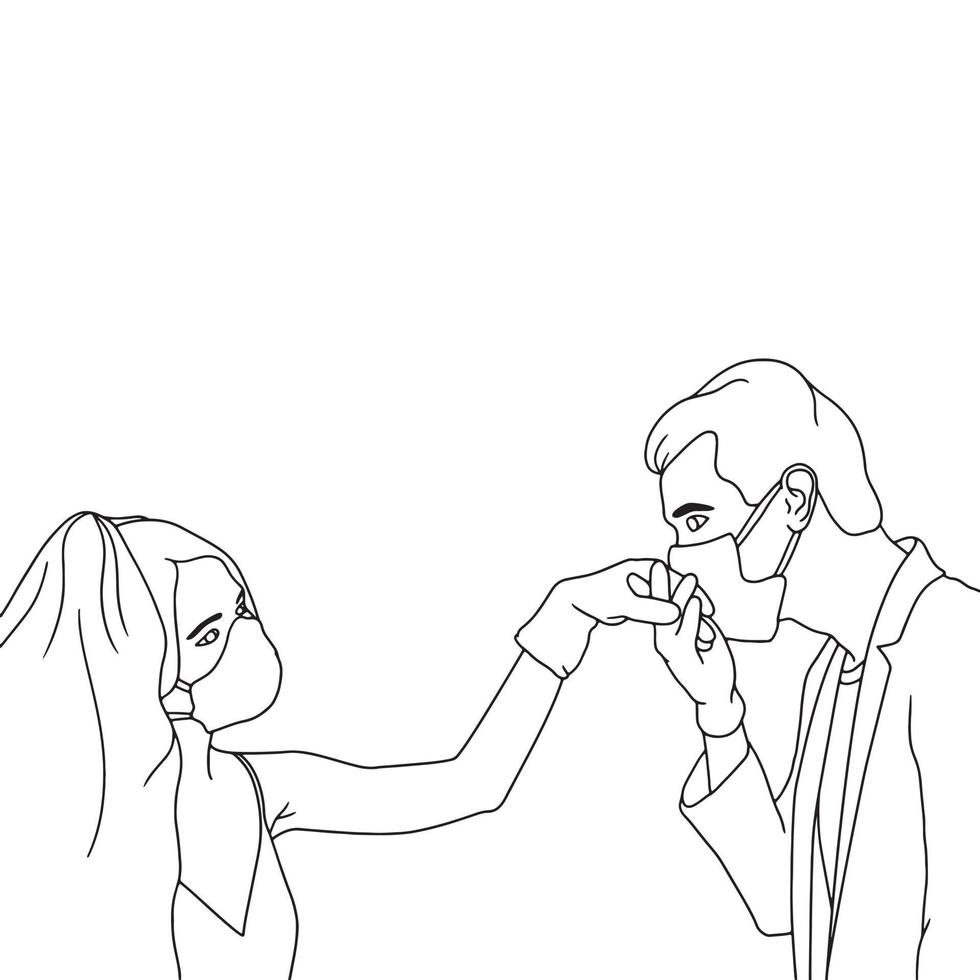 Coloring pages - Illustration of people with mask on white background vector