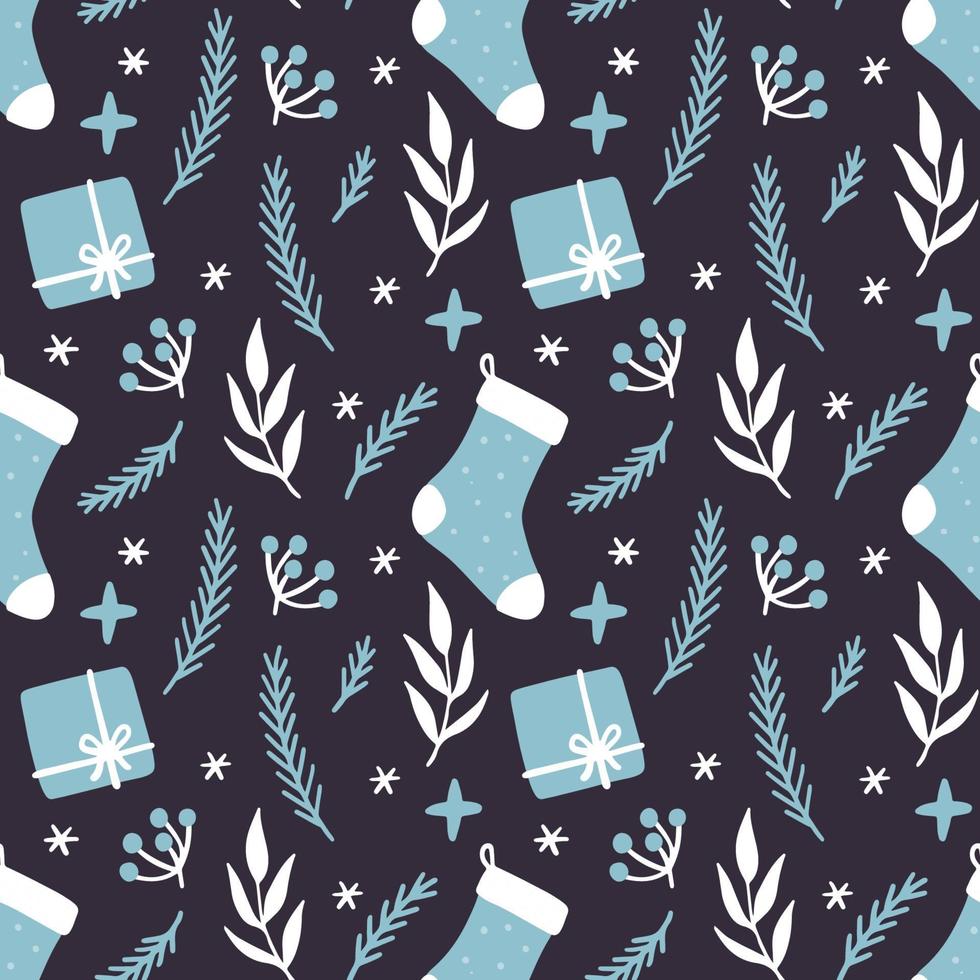 Christmas funny seamless pattern with elements vector