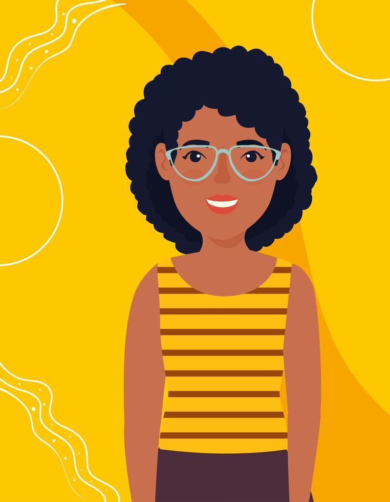 beautiful woman afro with glasses avatar character icon vector