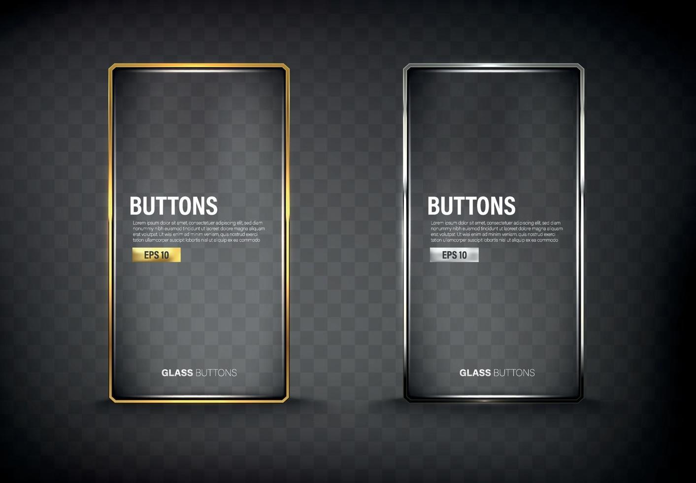 Metallic button set for web on dark background vector