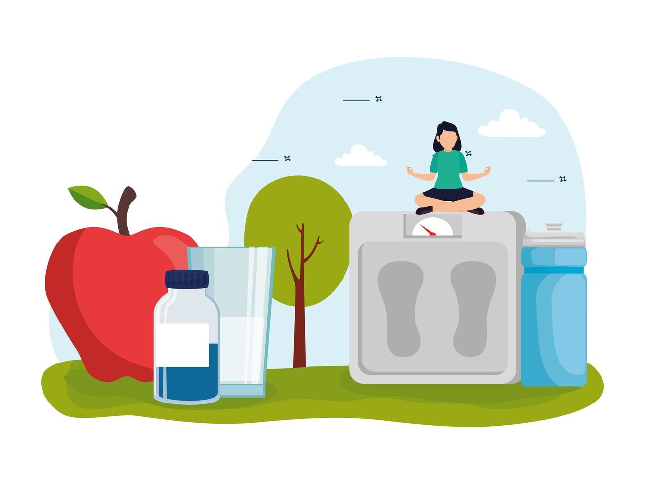 Woman and healthy lifestyle concept vector design