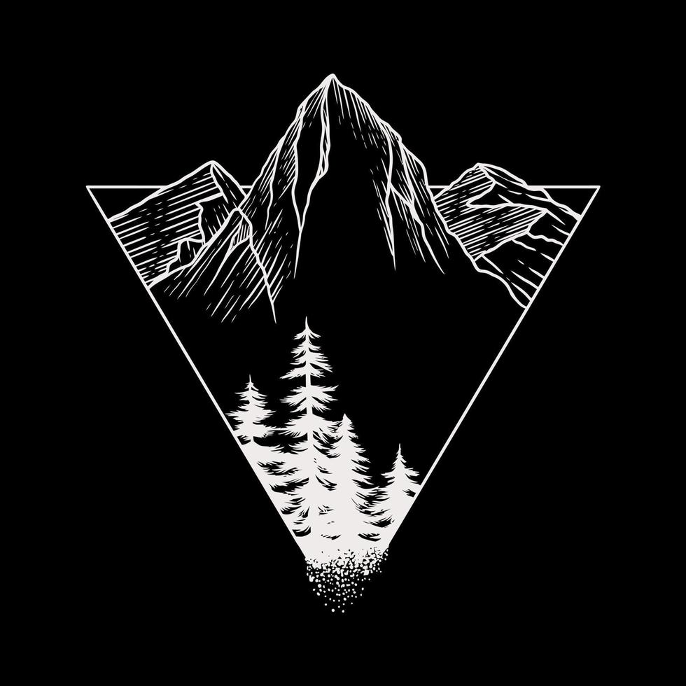 Mountain line art vector illustration