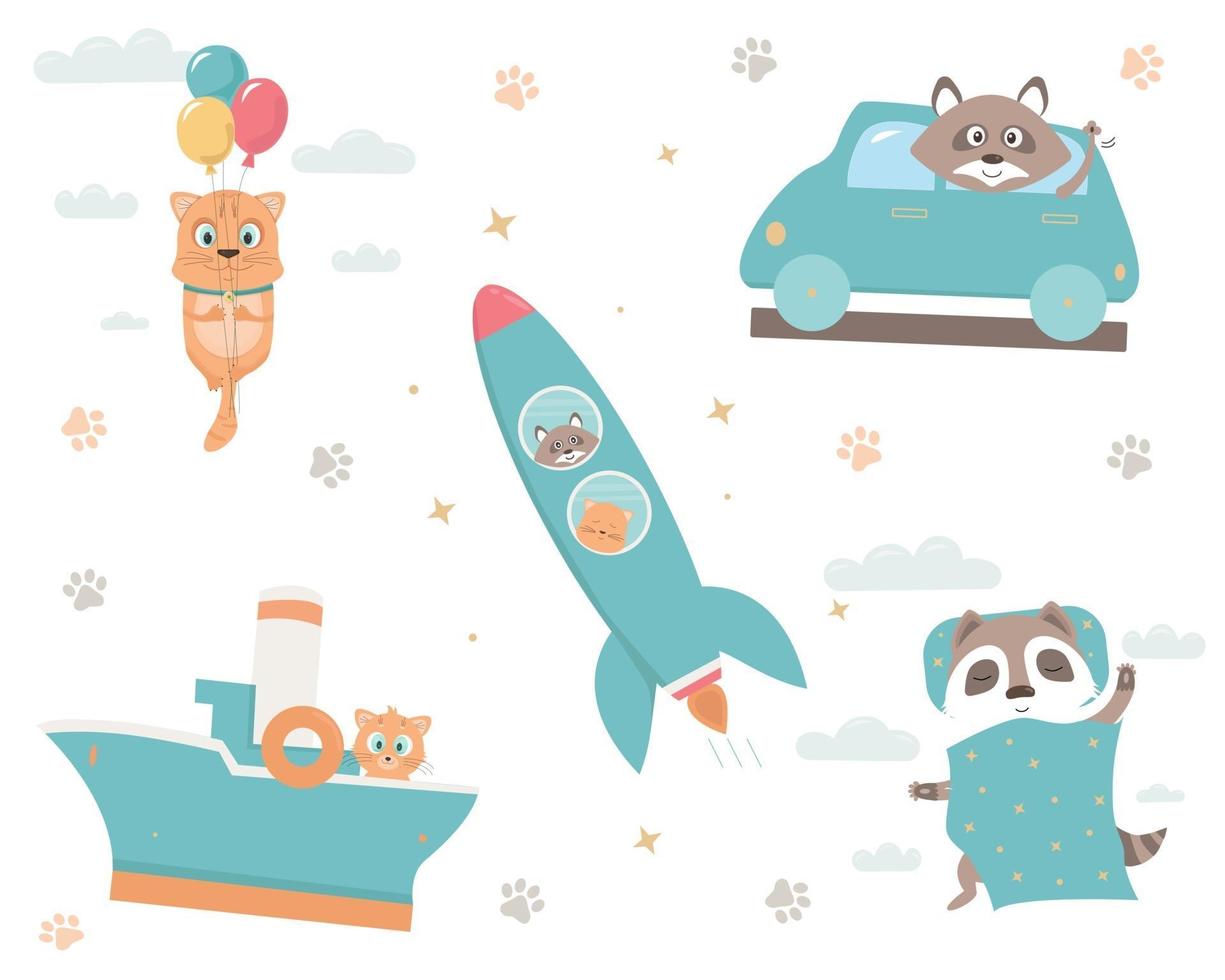 Set of childrens illustrations vector