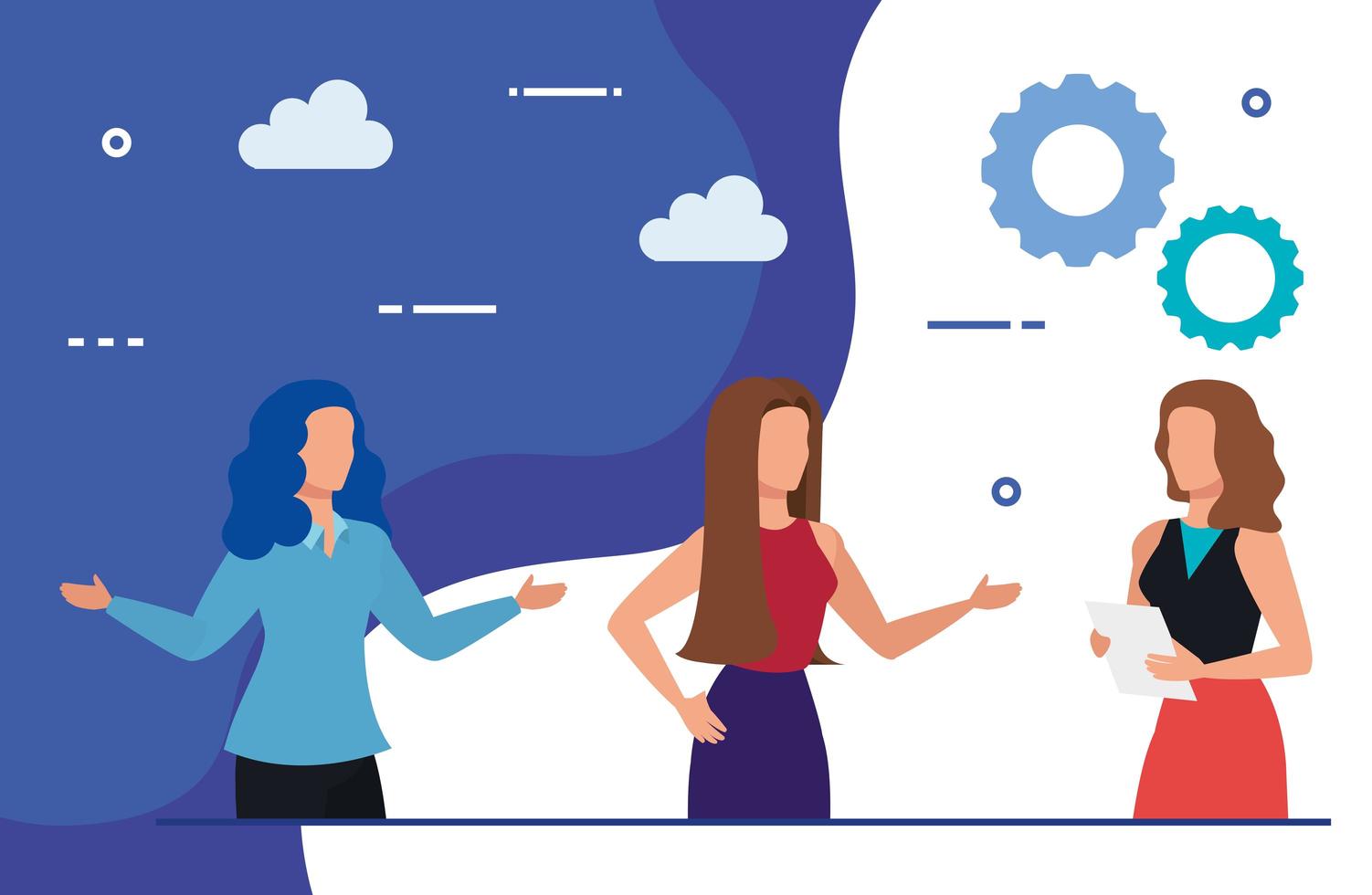business women with gears avatar character vector