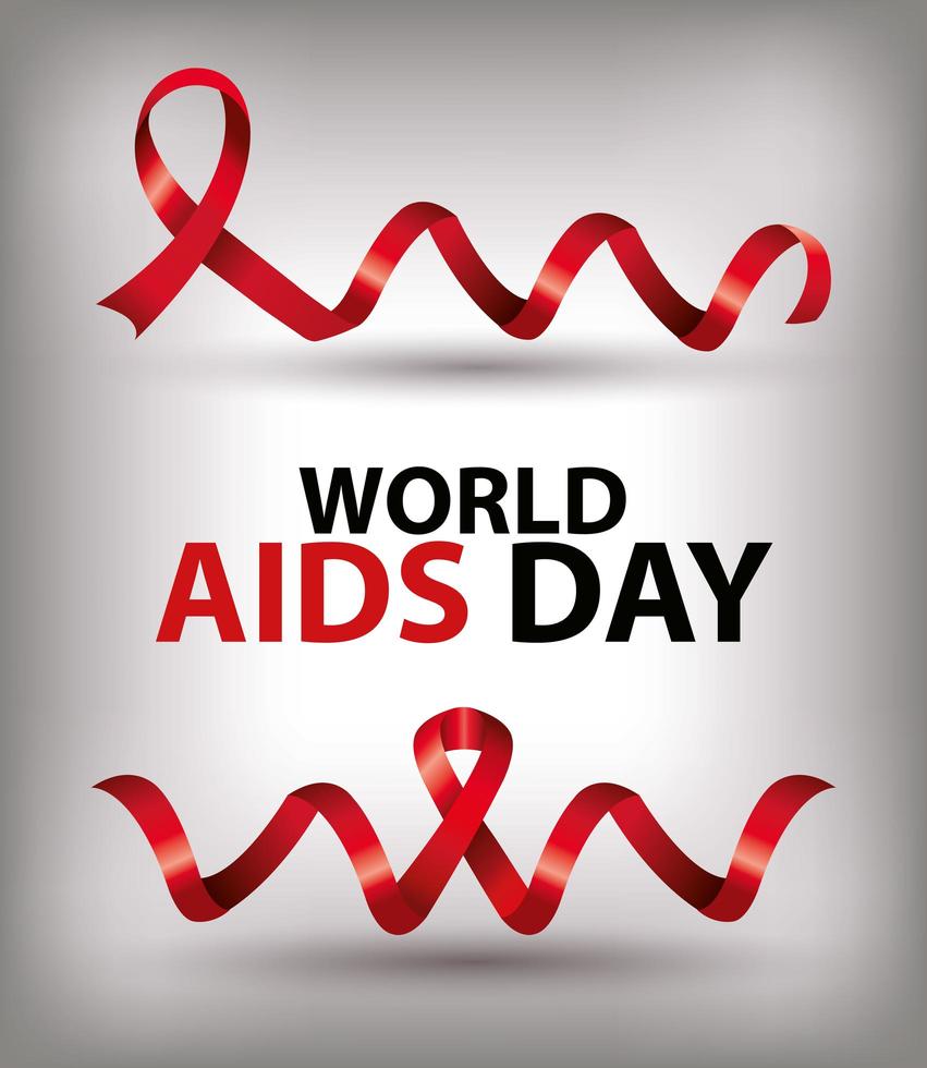 poster of world aids day with ribbons vector