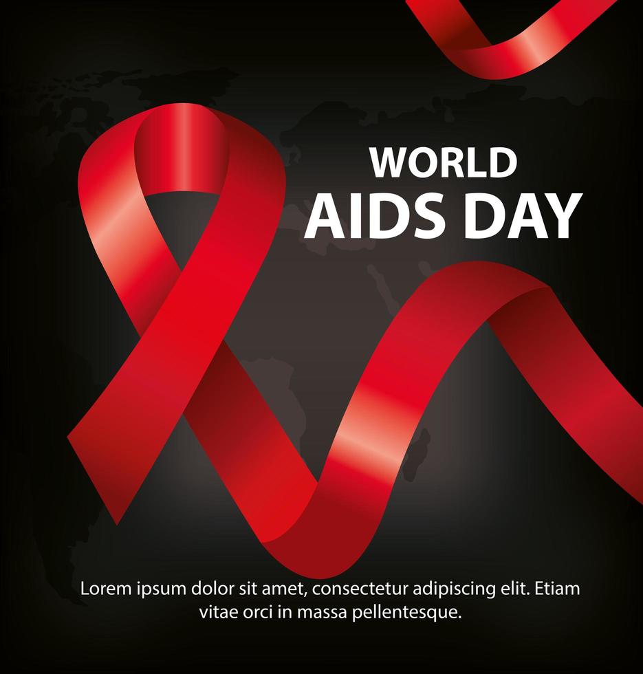 poster of world aids day with ribbon vector