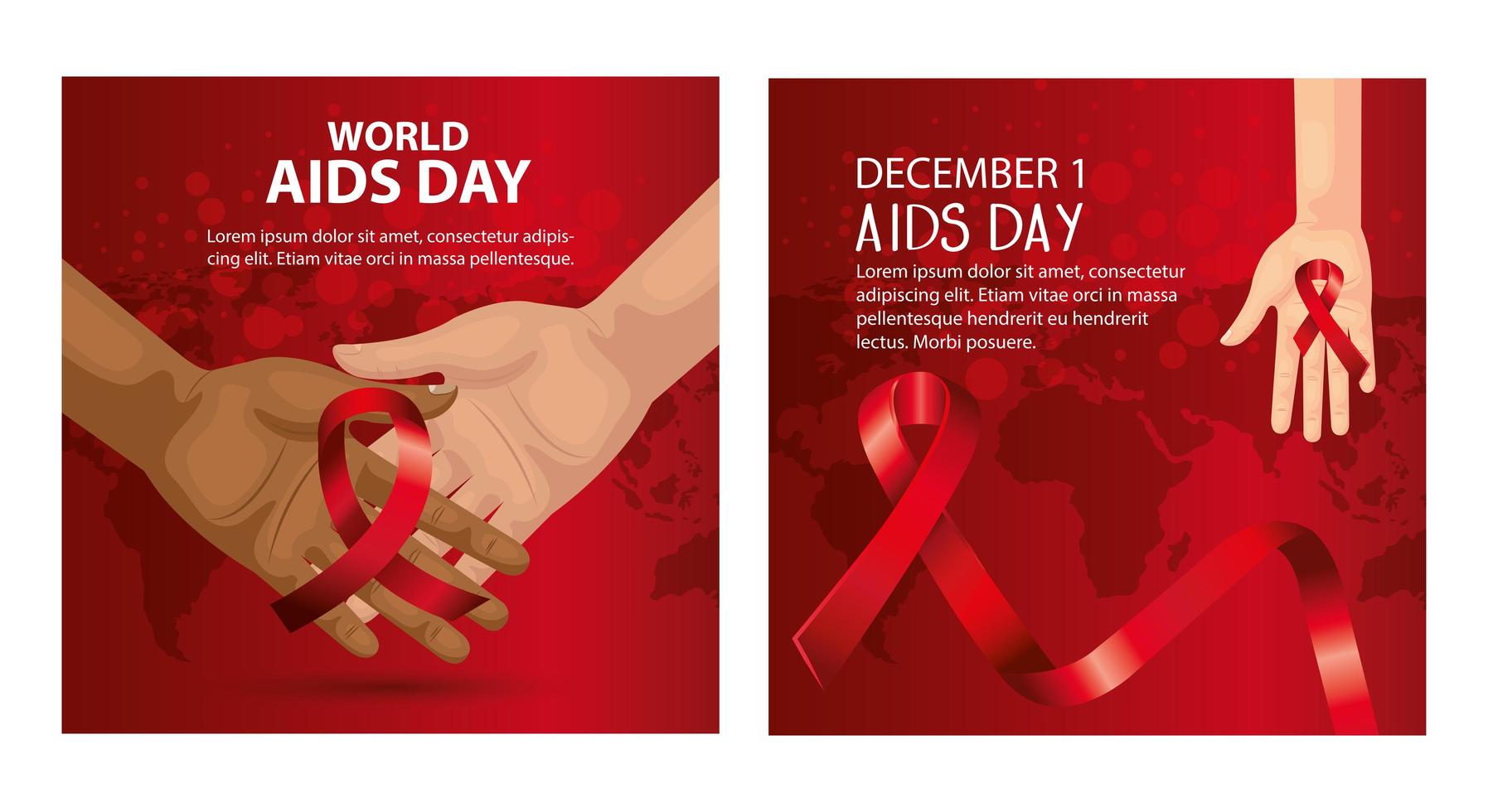 set poster of world aids day with decoration vector