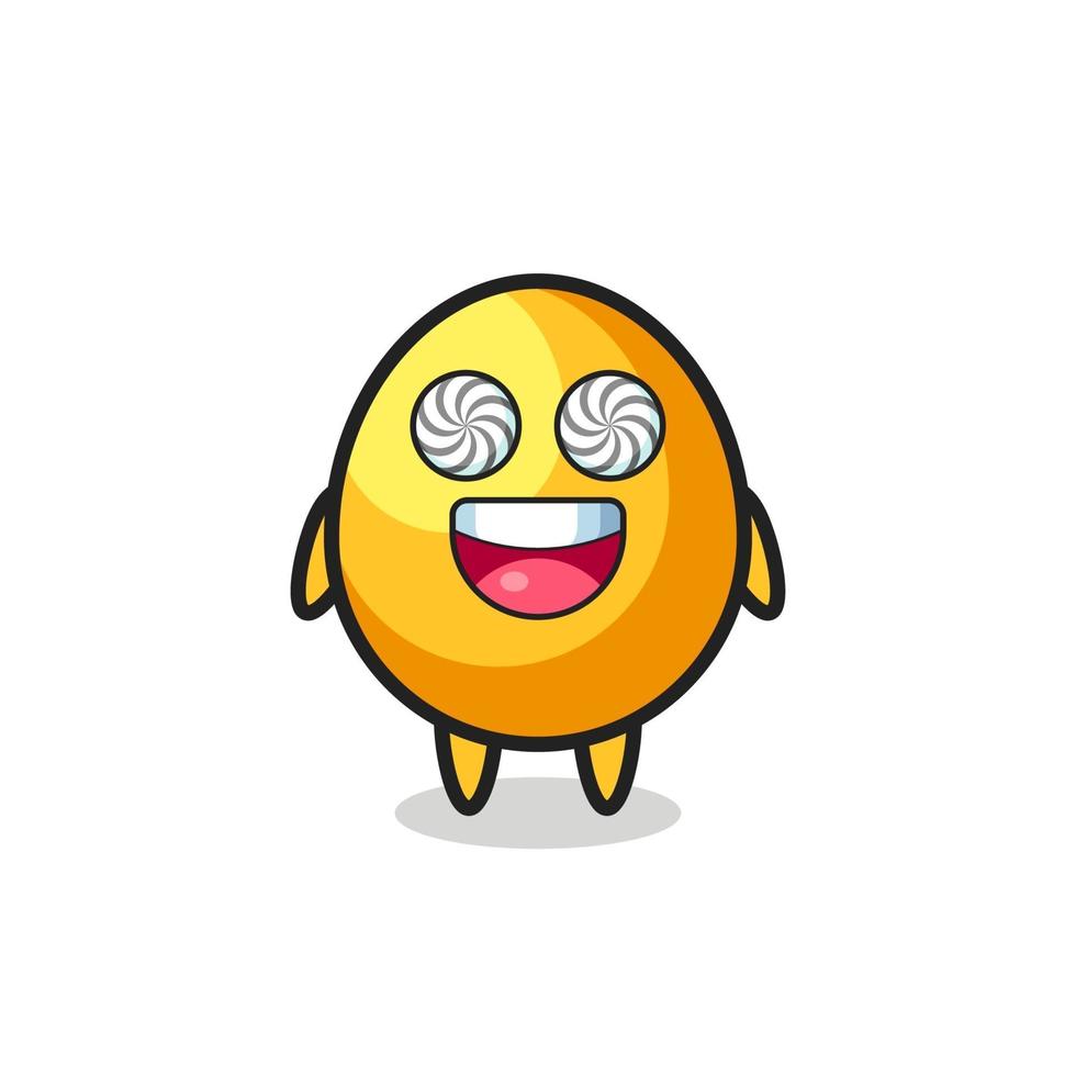 cute golden egg character with hypnotized eyes vector