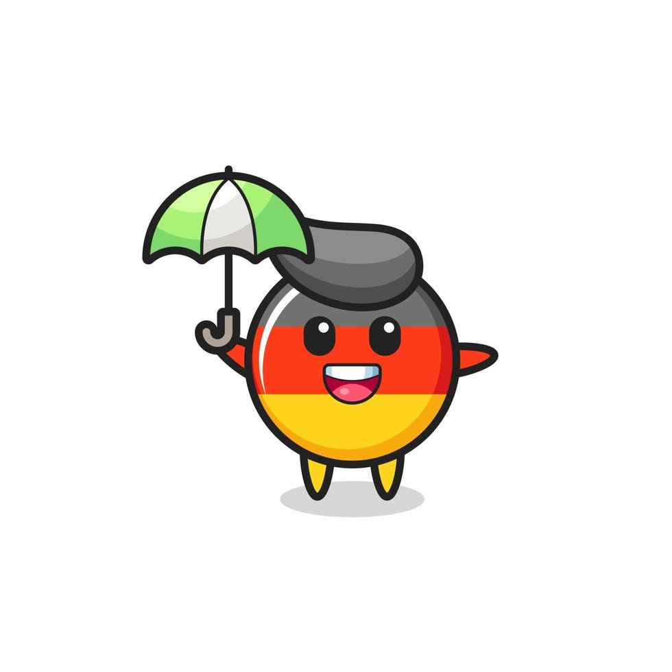 linda ilustración de la insignia de la bandera de alemania sosteniendo un paraguas vector