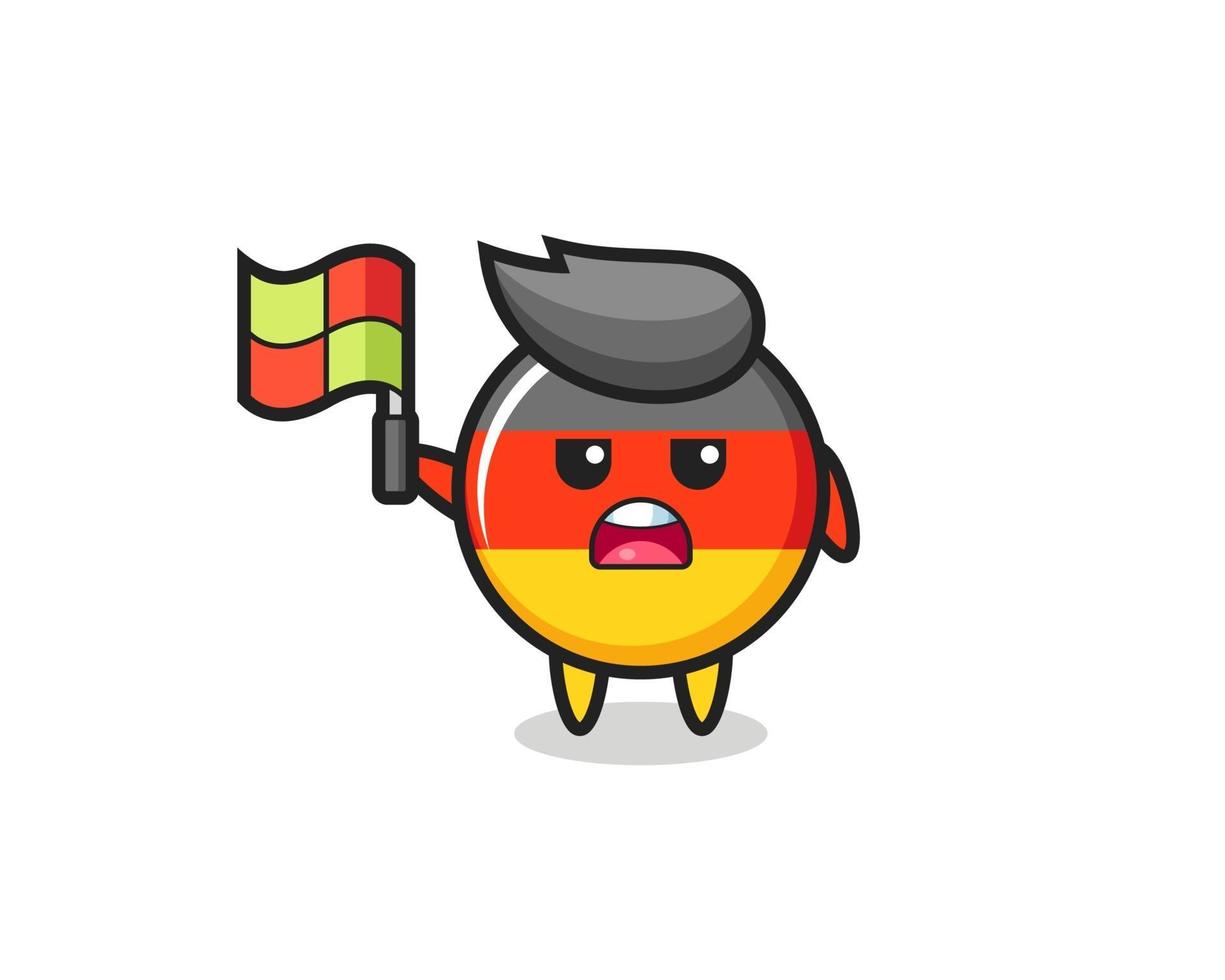 germany flag badge character as line judge putting the flag up vector