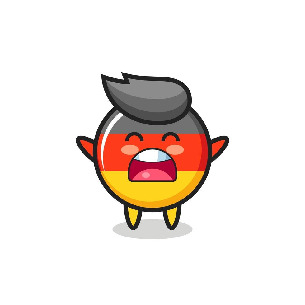 cute germany flag badge mascot with a yawn expression vector