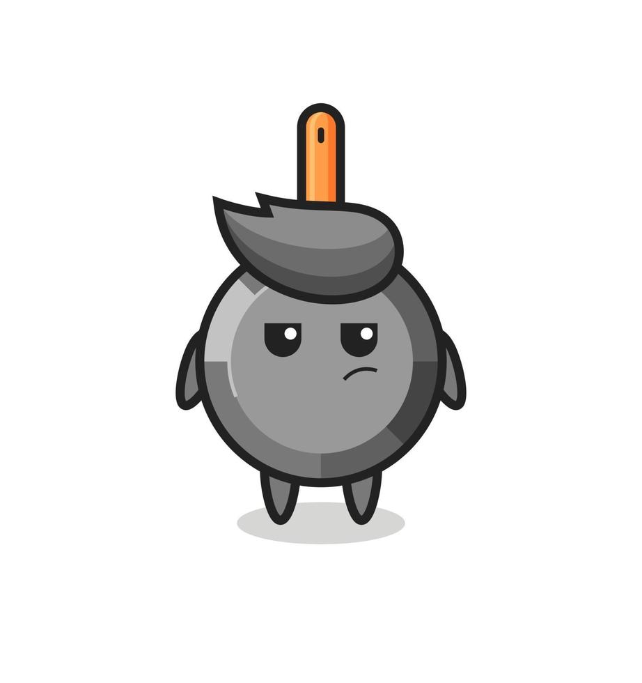 cute frying pan character with suspicious expression vector