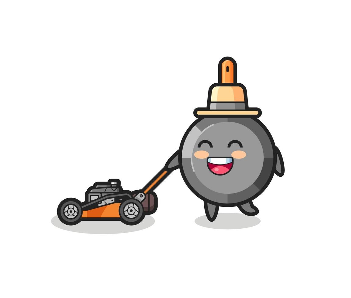 illustration of the frying pan character using lawn mower vector