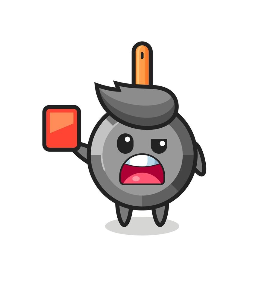 frying pan cute mascot as referee giving a red card vector