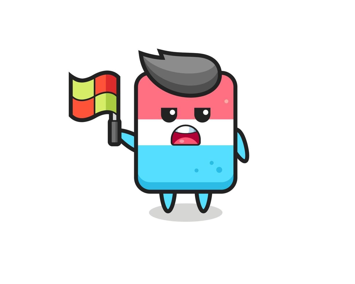 eraser character as line judge putting the flag up vector