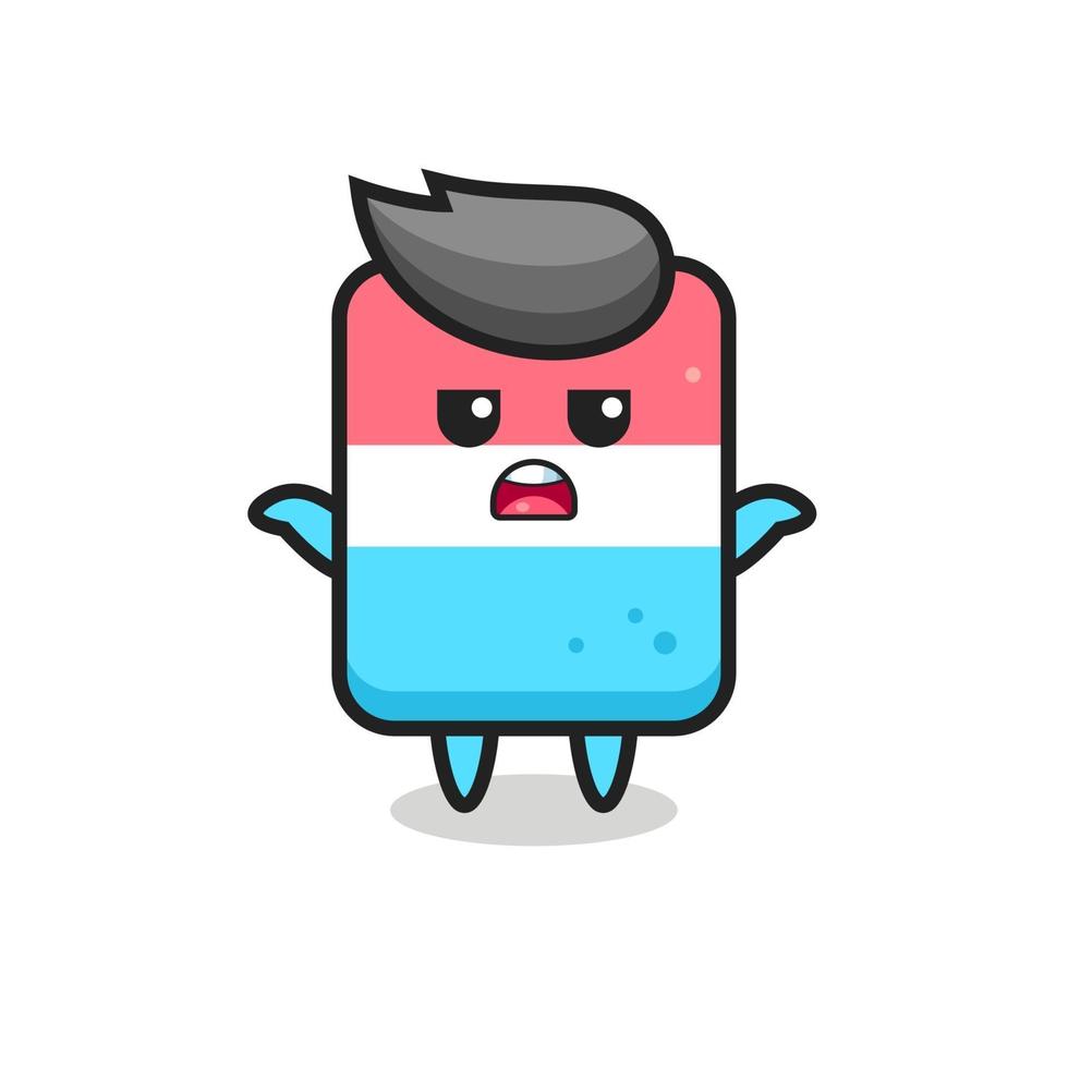 eraser mascot character saying I do not know vector