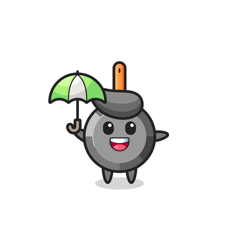 linda ilustración de sartén sosteniendo un paraguas vector