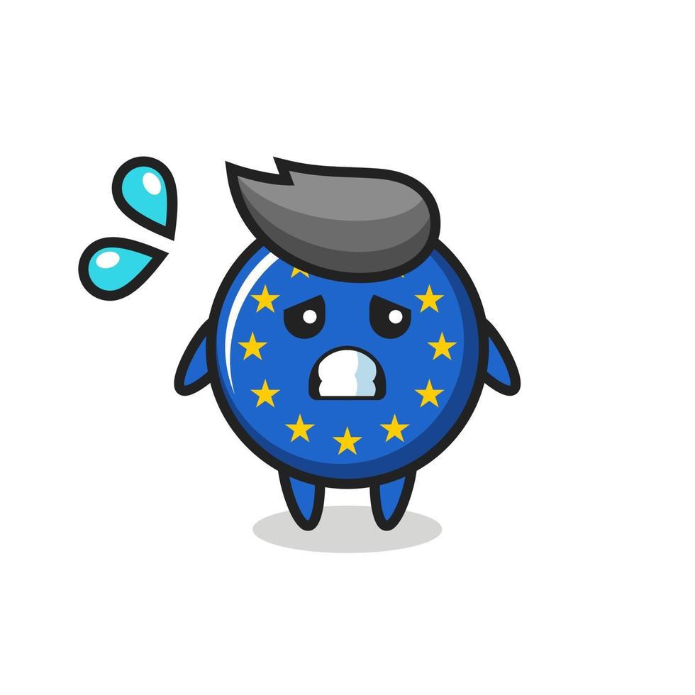 europe flag badge mascot character with afraid gesture vector