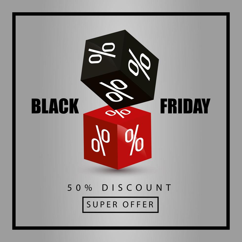 black friday poster and fifty discount with decoration vector