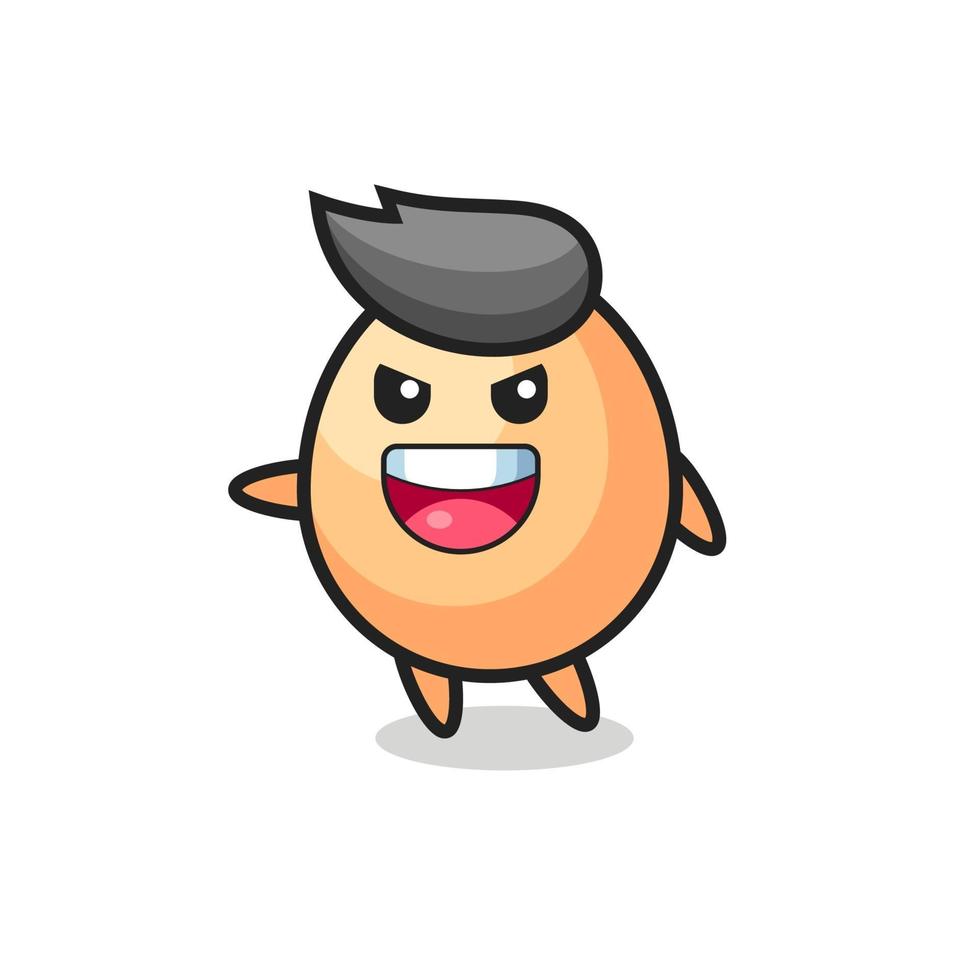egg cartoon with very excited pose vector