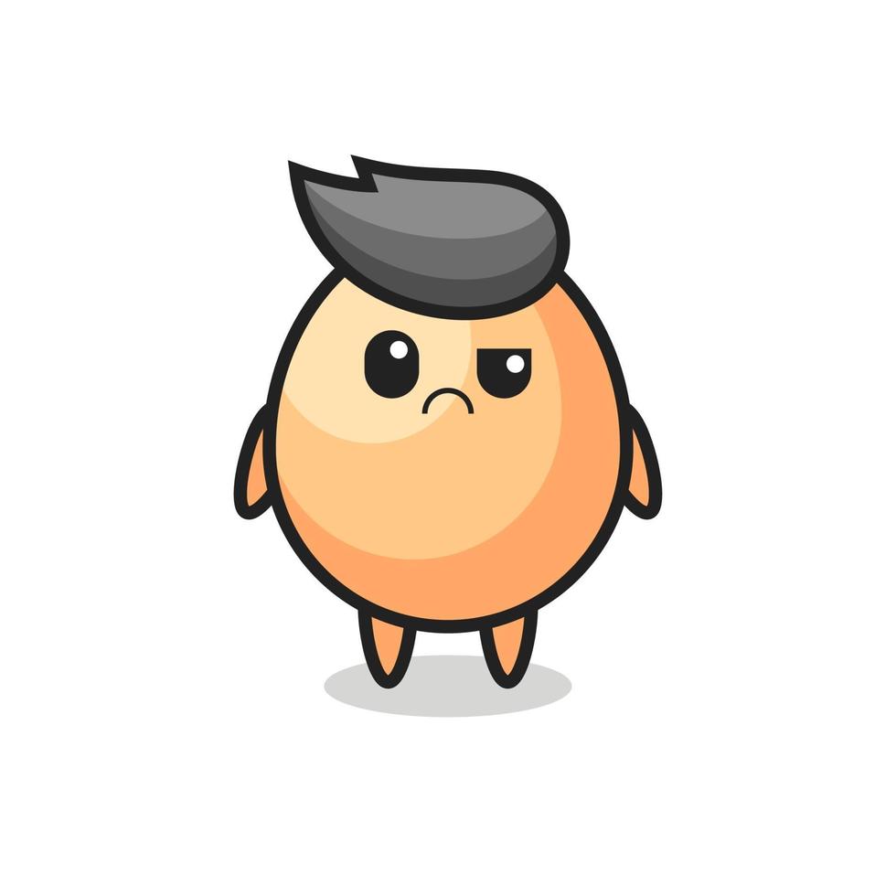 the mascot of the egg with sceptical face vector